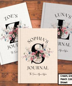 Personalized Floral Journal, Custom Monogram Name Notebook, Teen Girl Birthday Gift from Parents, Niece Keepsake Book, Initial Journal