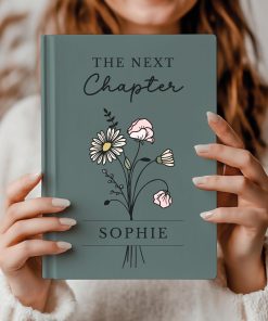 Personalized Journal Graduation Gift, Next Chapter Journal, Custom Name Notebook, College Graduate Keepsake, Birth Flower Journal Grad Gift